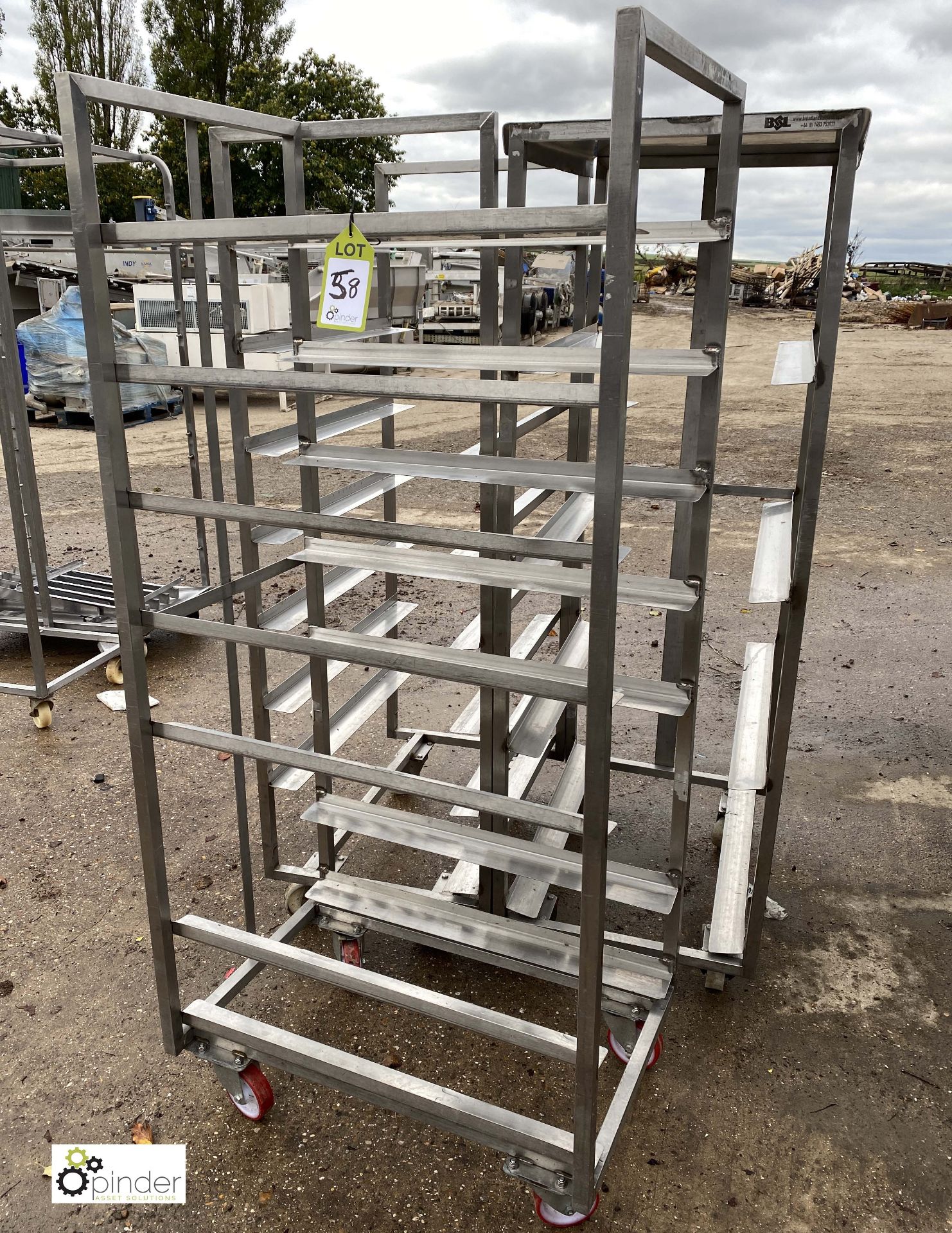 3 stainless steel 6-tray Trolleys, 760mm x 520mm x 1650mm high (LOCATION: Croxton) / (please note