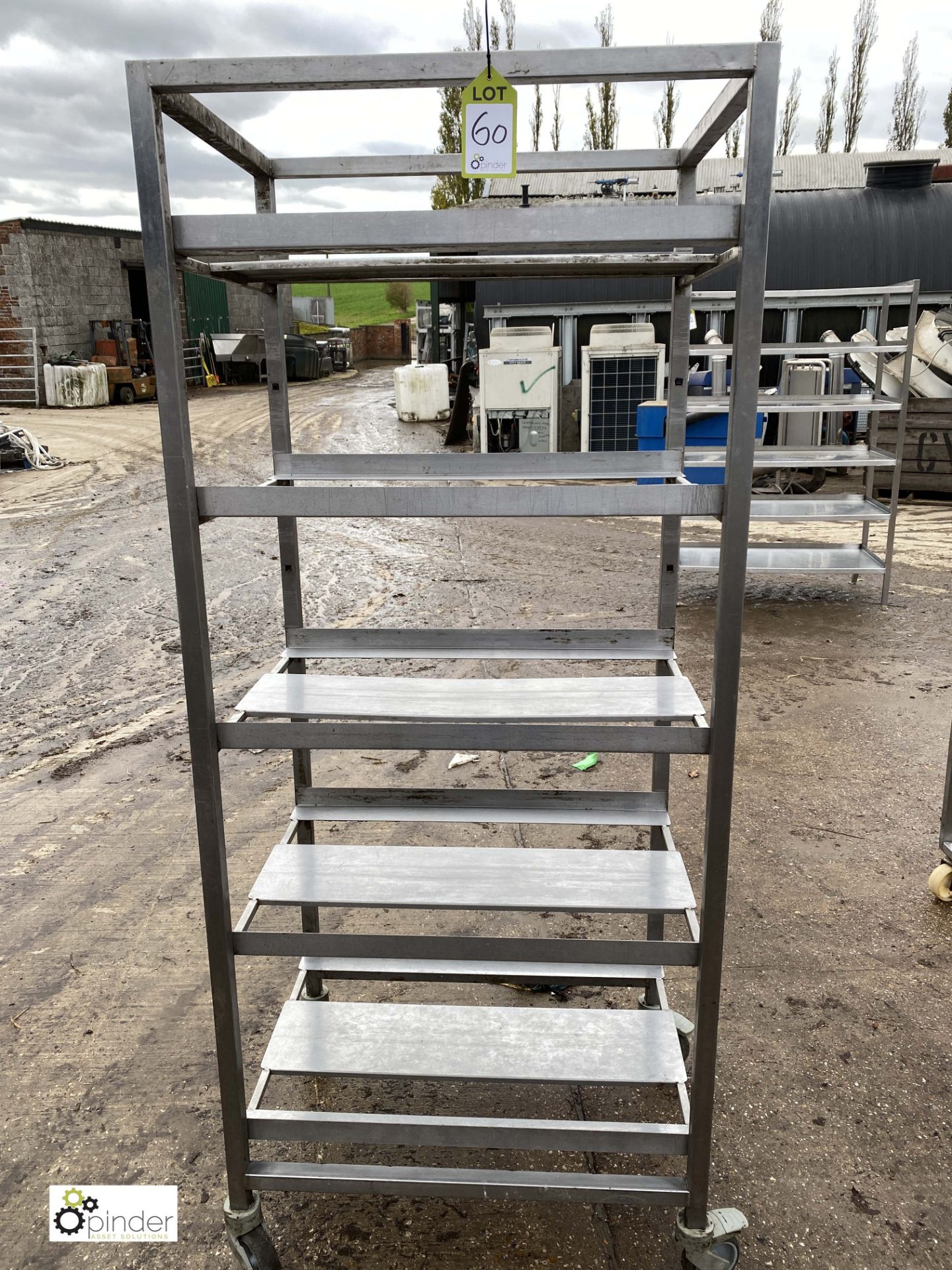 Stainless steel 5-tray Trolley, 765mm x 590mm x 1800mm high (LOCATION: Croxton) / (please note