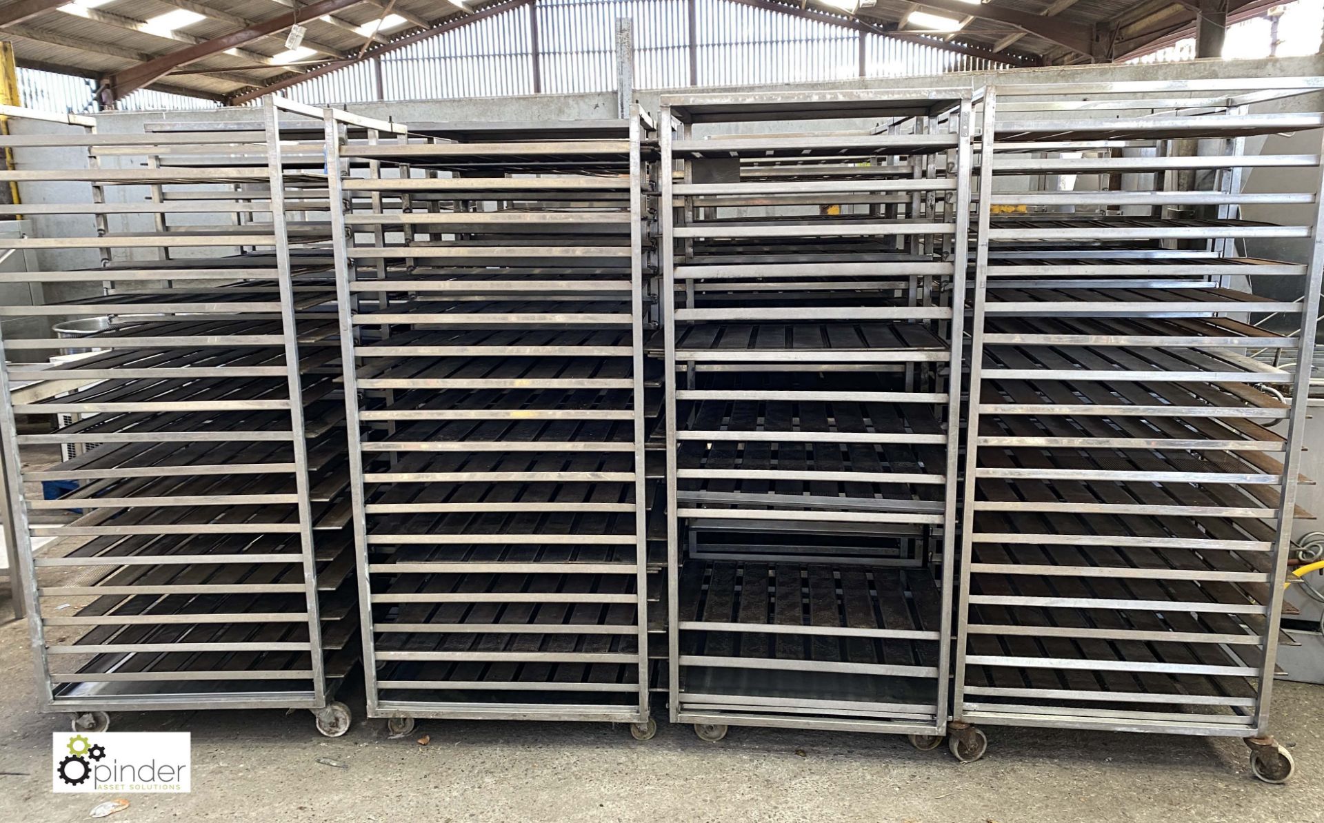 4 18-tray Doughnut Racks, 820mm x 625mm x 1830mm high (LOCATION: Croxton) / (please note this lot