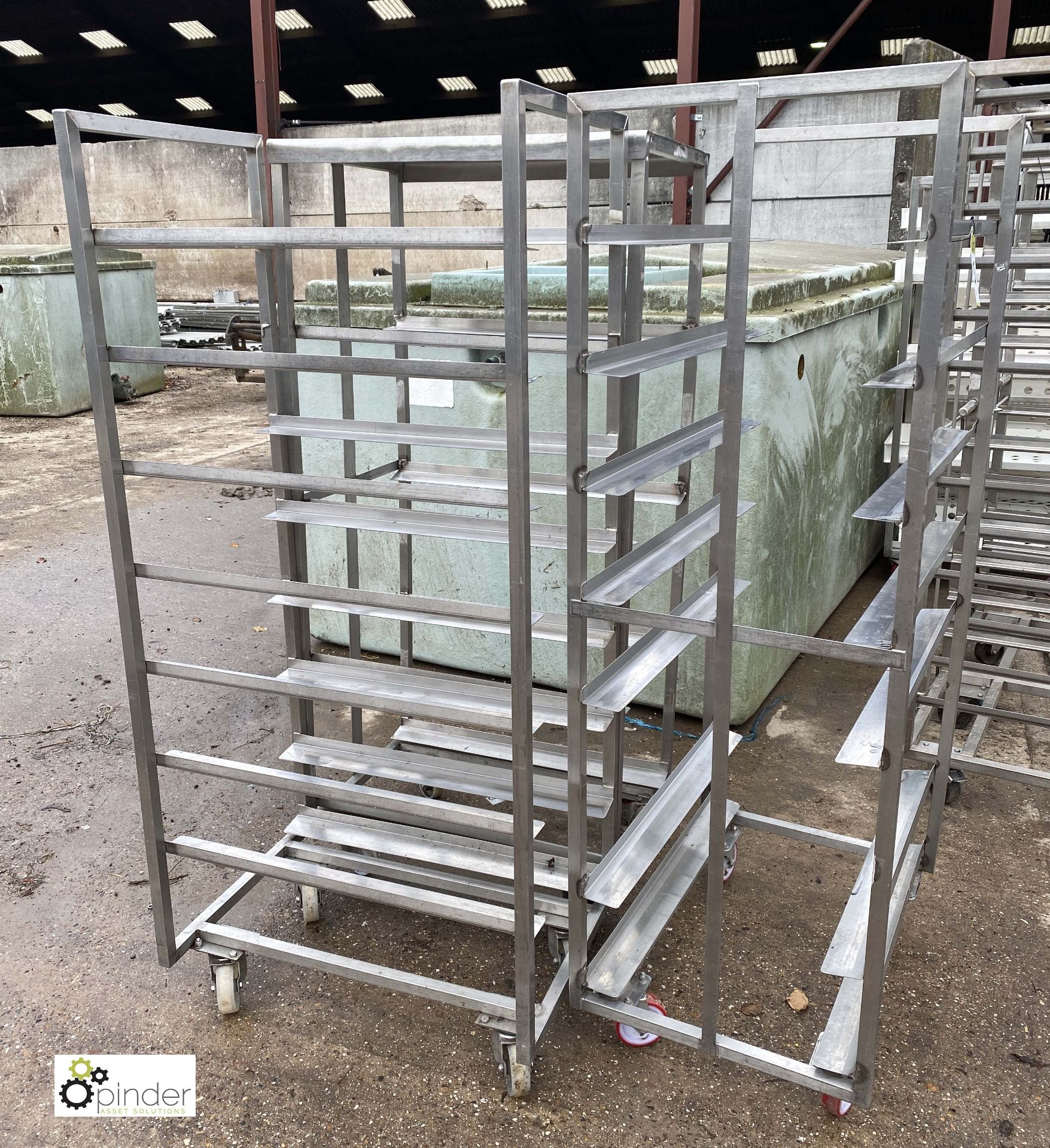 3 stainless steel 6-tray Trolleys, 760mm x 520mm x 1650mm high (LOCATION: Croxton) / (please note - Image 2 of 2