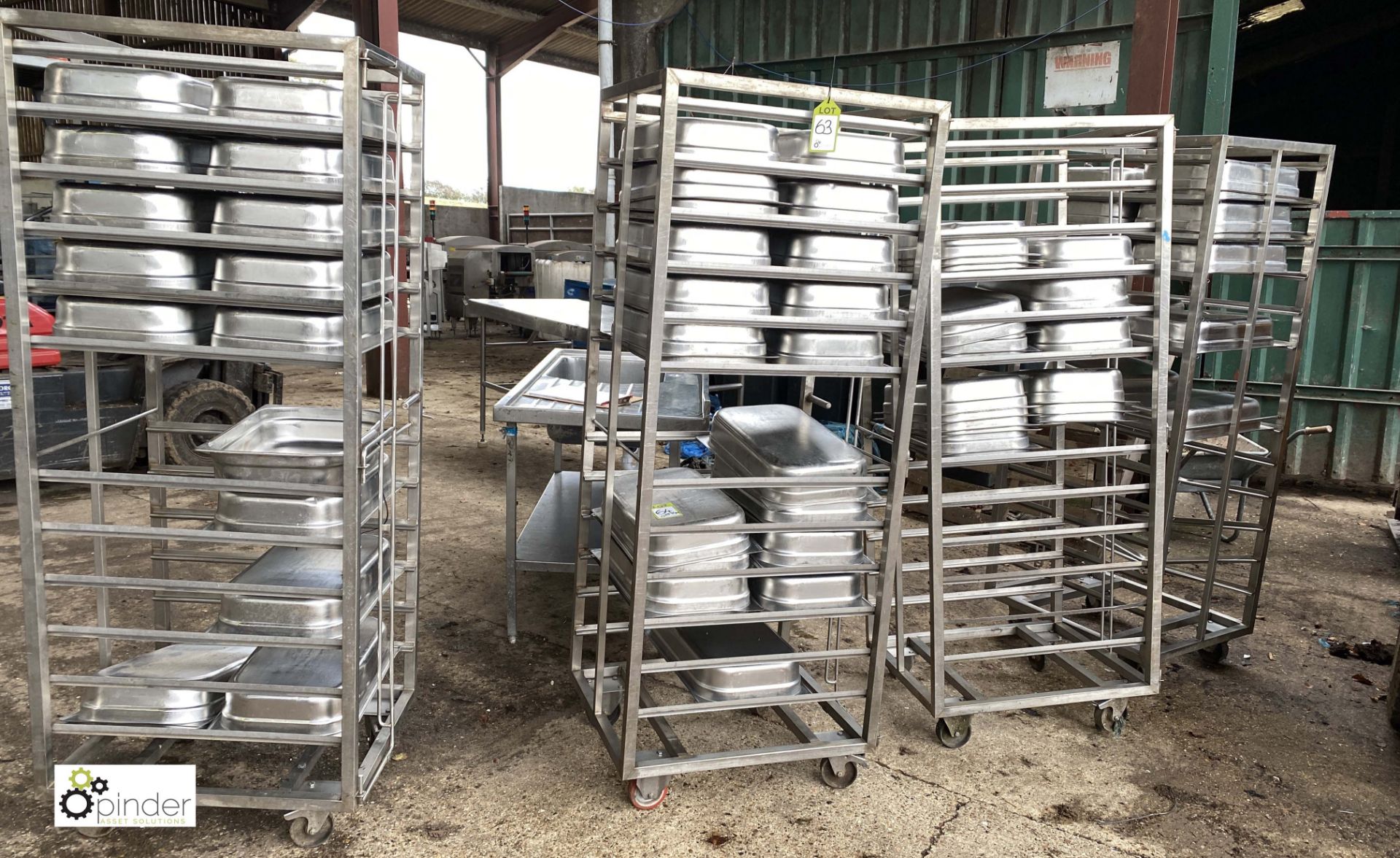 4 stainless steel 12-tray Trolleys, 700mm x 600mm x 1800mm high (LOCATION: Croxton) / (please note