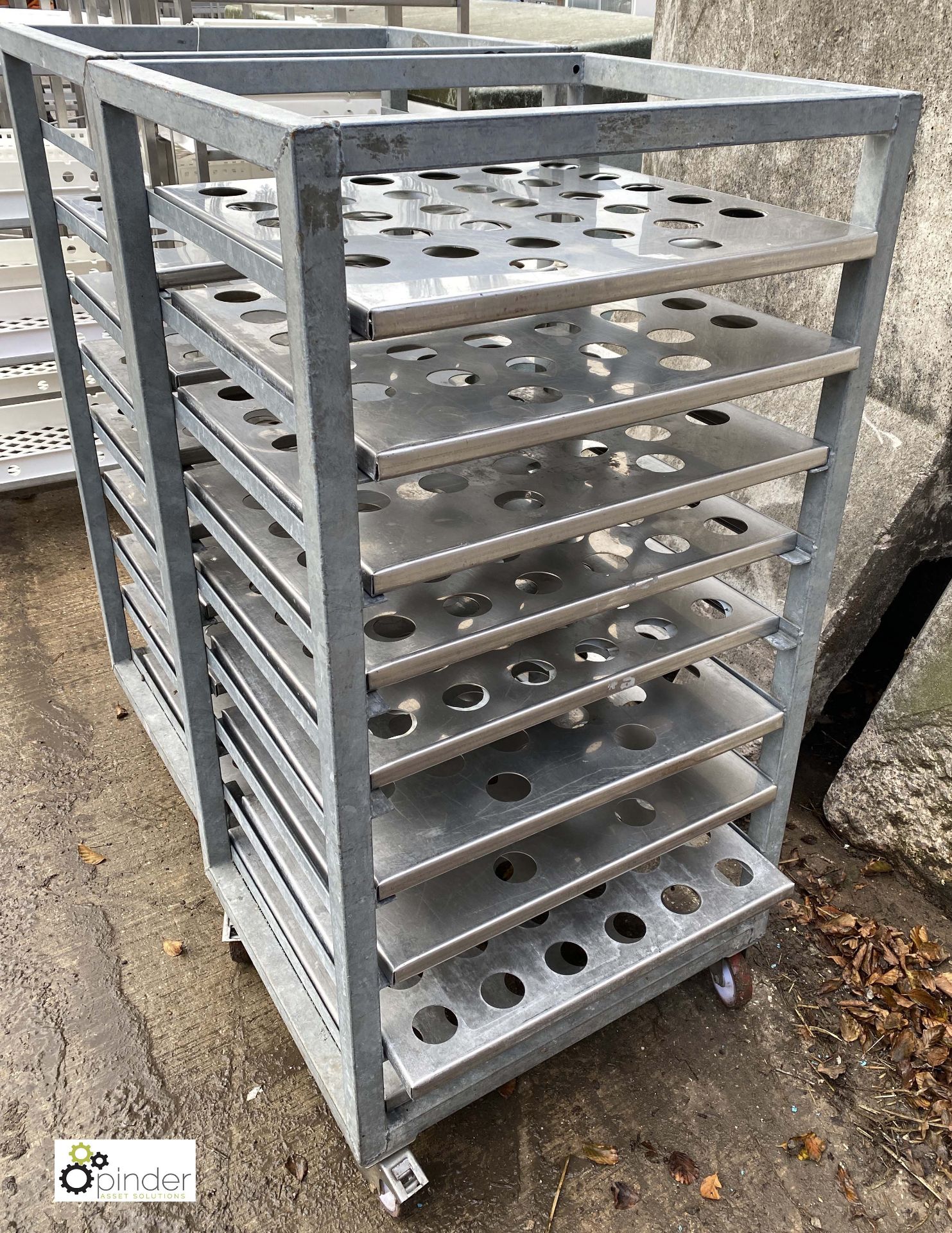 2 stainless steel 9-tray Trolleys, approx. 740mm x 620mm x 1430mm high (LOCATION: Croxton) / (please - Image 2 of 2