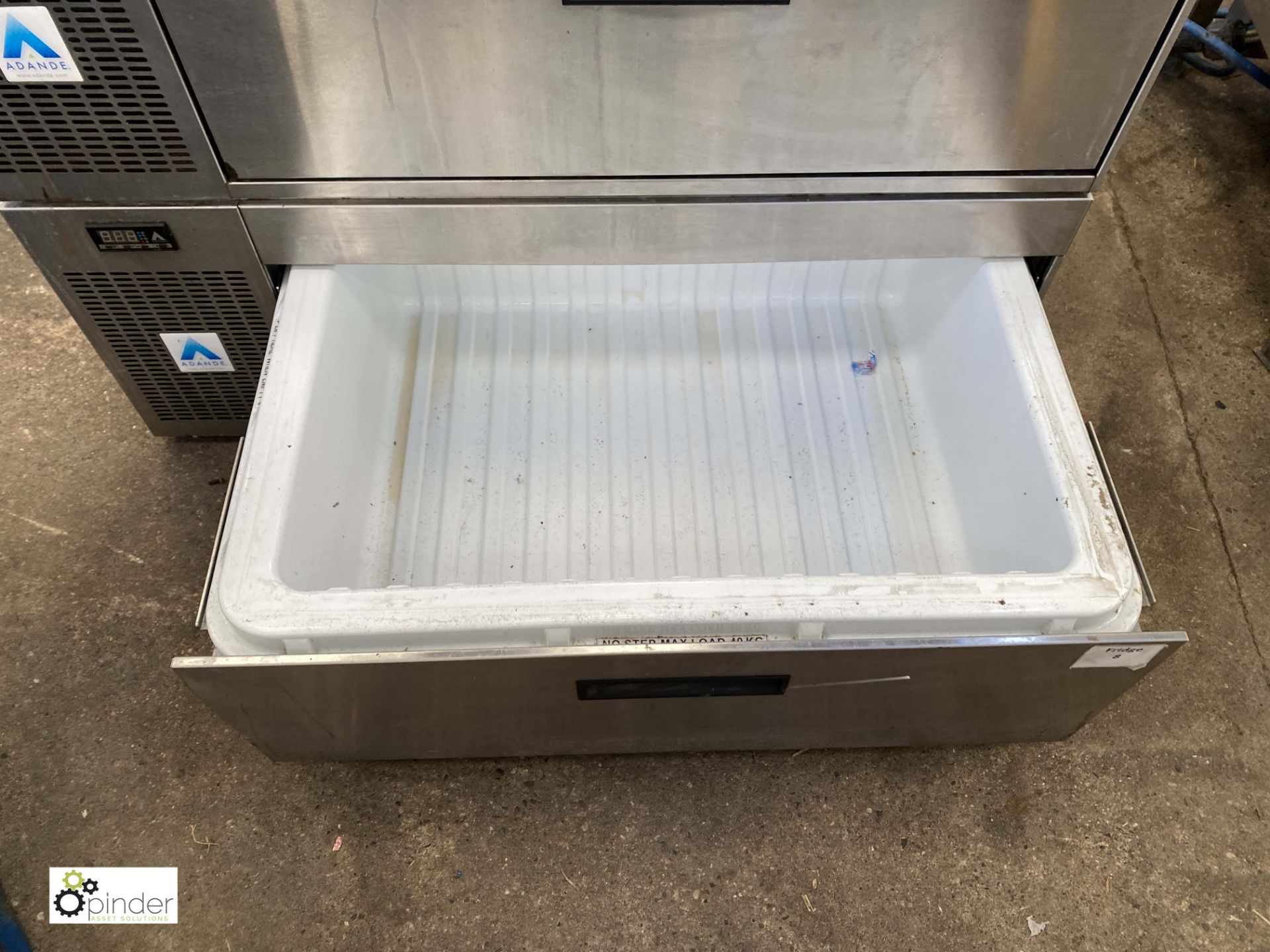 Adande stainless steel combined single drawer Freezer and single door Fridge (LOCATION: - Image 3 of 5