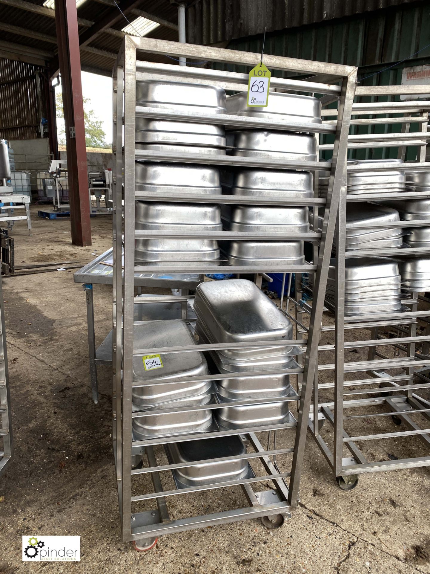 4 stainless steel 12-tray Trolleys, 700mm x 600mm x 1800mm high (LOCATION: Croxton) / (please note - Image 2 of 2