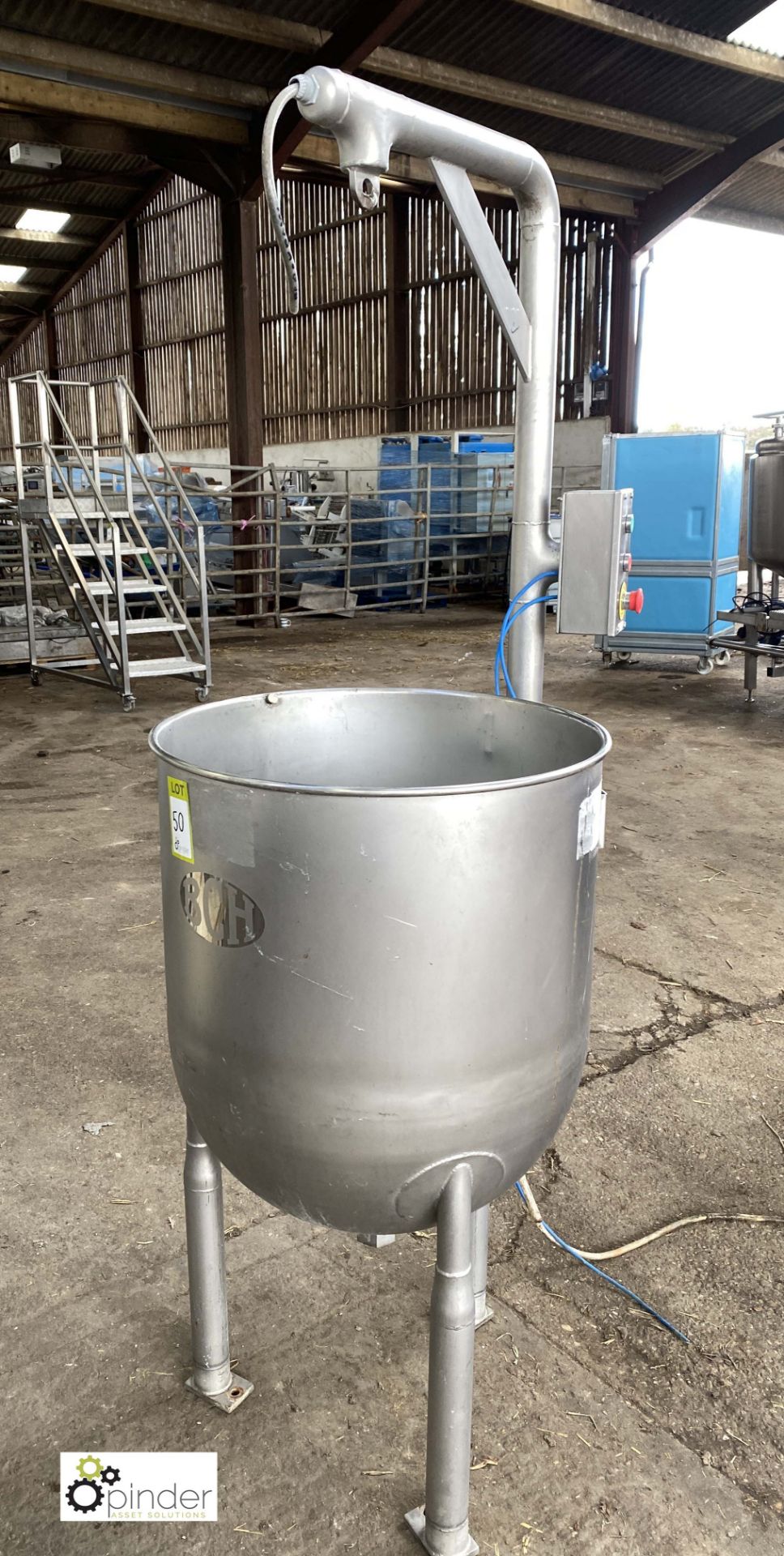 BCH stainless steel Slurry Tank, with legs and gantry (LOCATION: Croxton) / (please note this lot