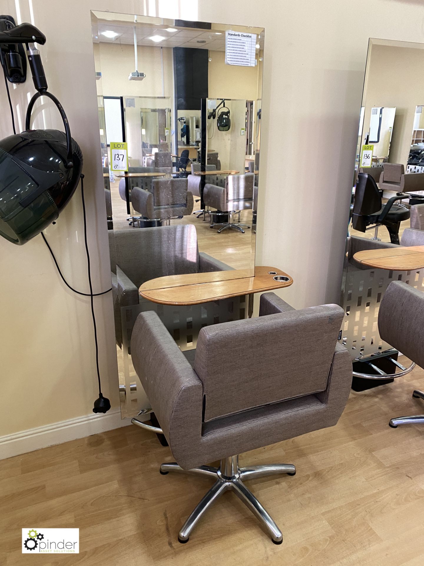 Stylist’s Station with mirror, footrest (chair not included) (location: Level 3, B368 Room)