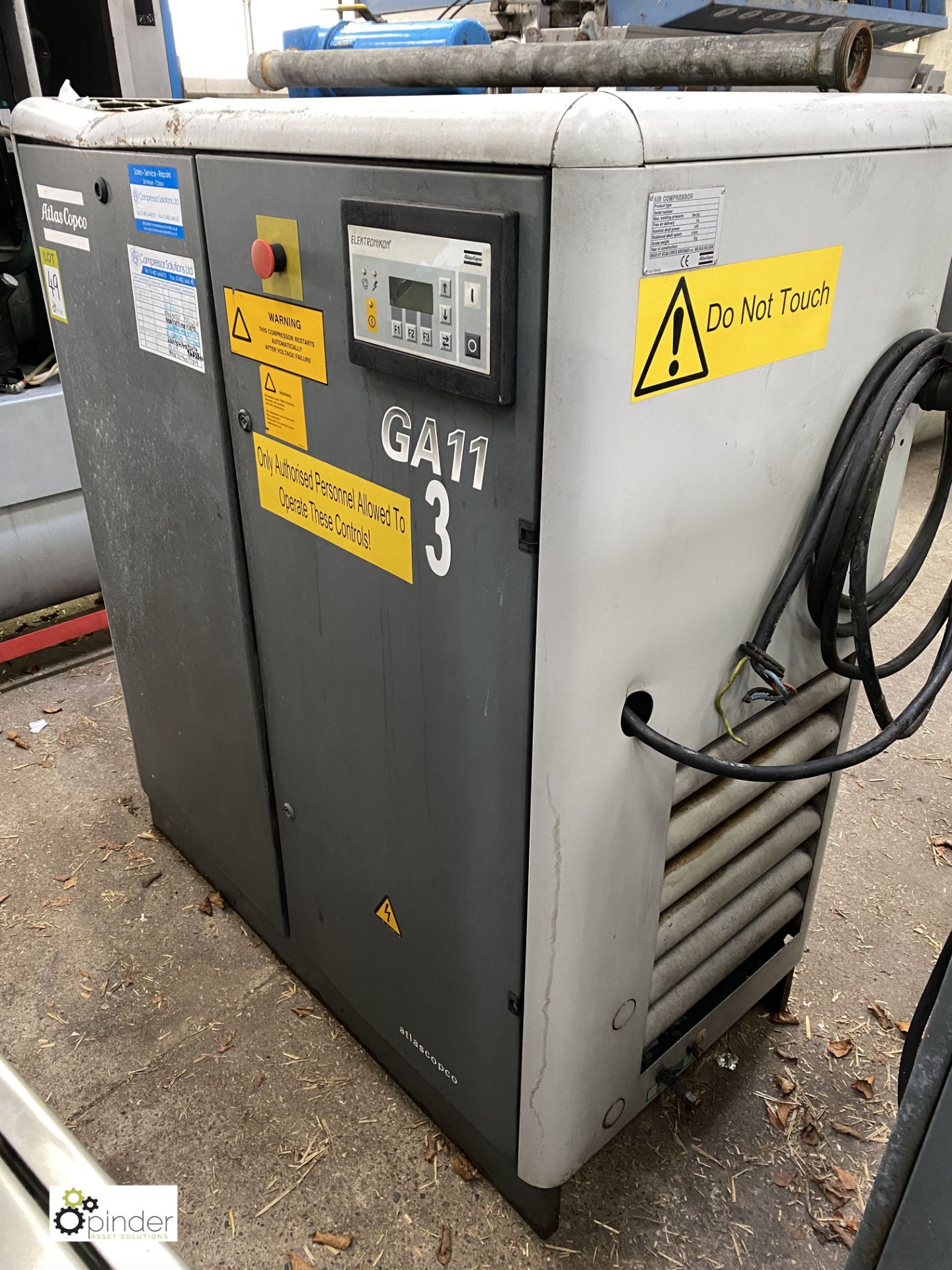 Atlas Copco GA11 D Packaged Air Compressor, 7.5bar, 415volts (please note this lot has a lift out