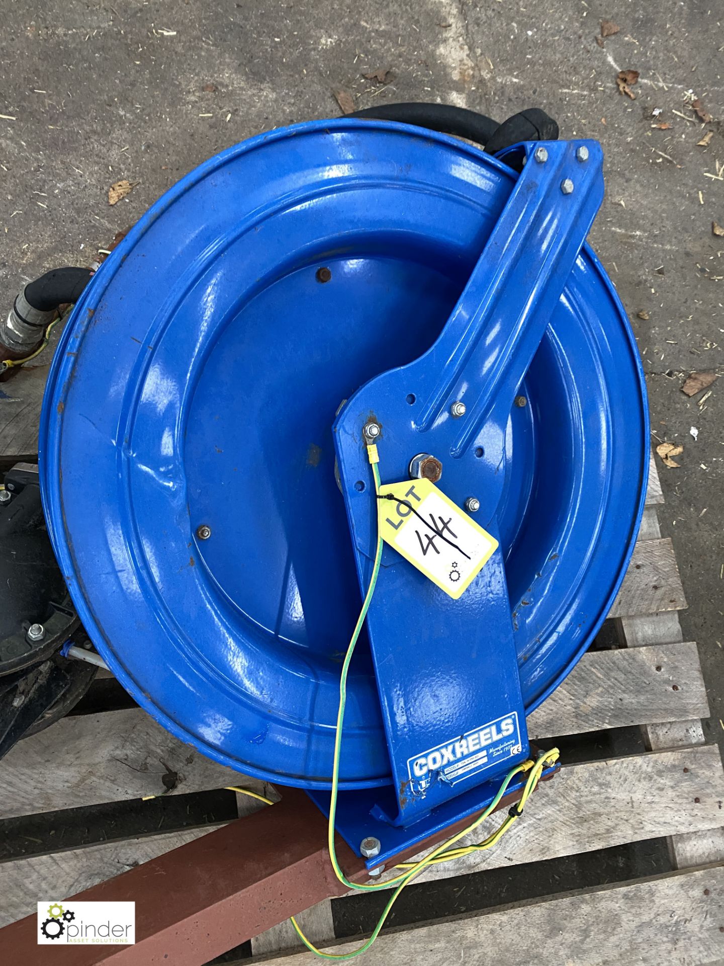 Coxreels Hose Reel, Hose and fabricated Stand (please note this lot has a lift out fee of £5 plus - Image 2 of 3