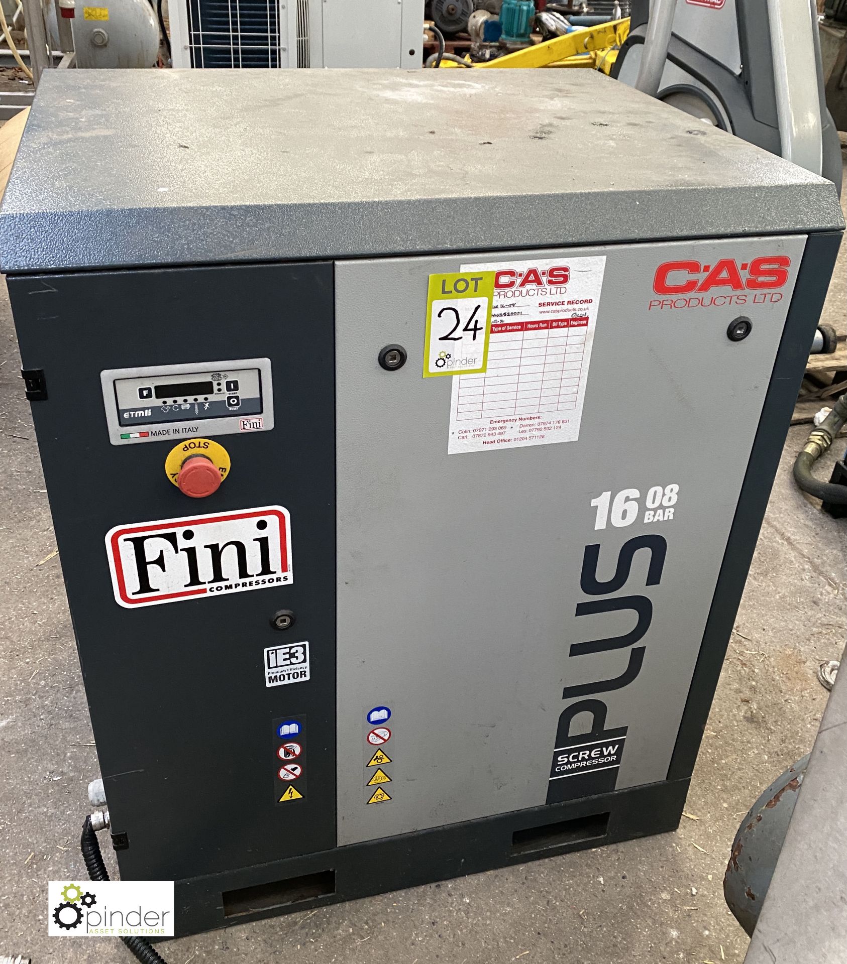 Fini Plus 16 08 Screw Compressor, 8bar, 400volts, year 2016 (please note this lot has a lift out fee