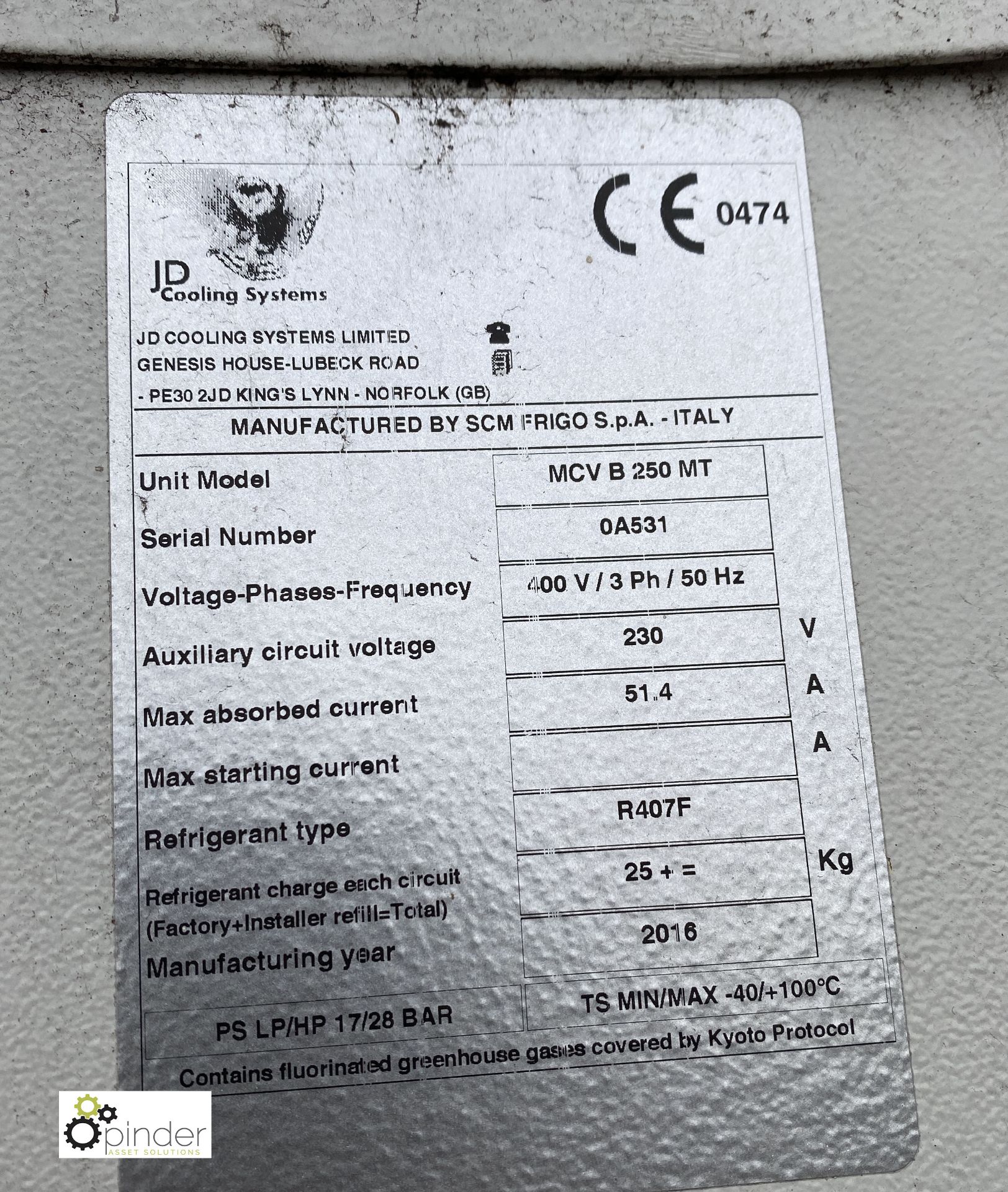 JD Cooling MCV B 250 MT Refrigeration Chiller Unit (please note this lot has a lift out fee of £20 - Image 4 of 4
