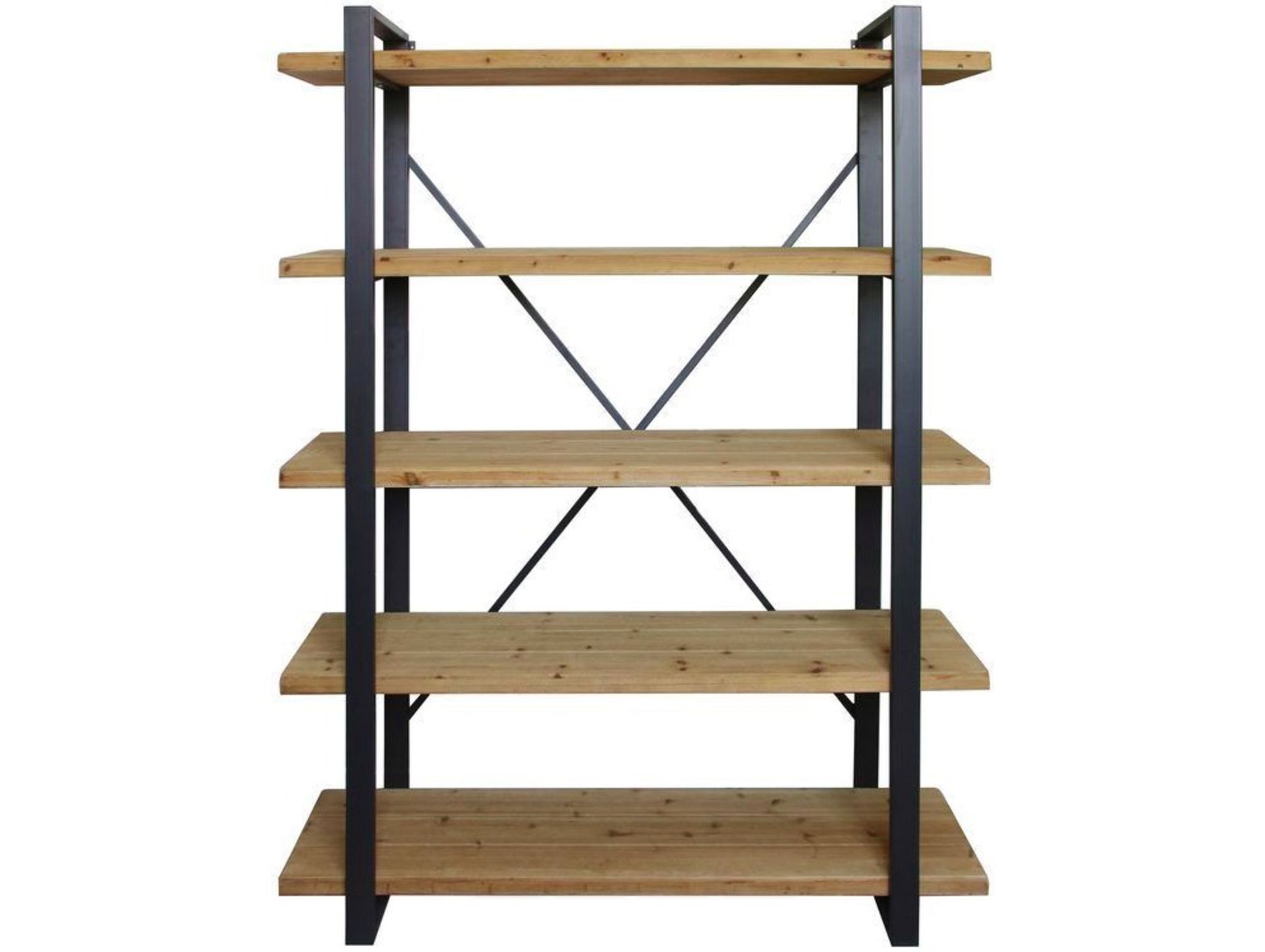 Kempsey Wood and Iron 5 Tier Shelving Unit Industrial chic is given a modern twist with this
