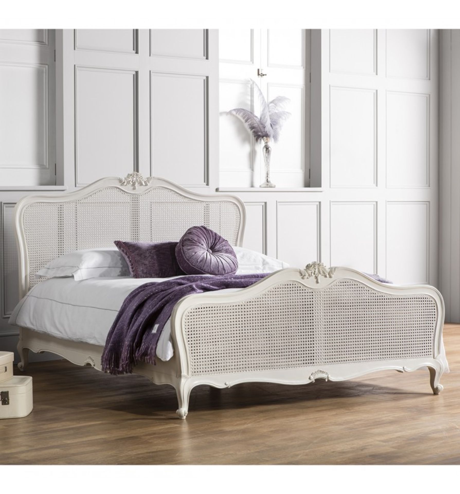 Chic 6' Cane Bed Vanilla White Applied by hand , the calming Vanilla White paint adds a feminine