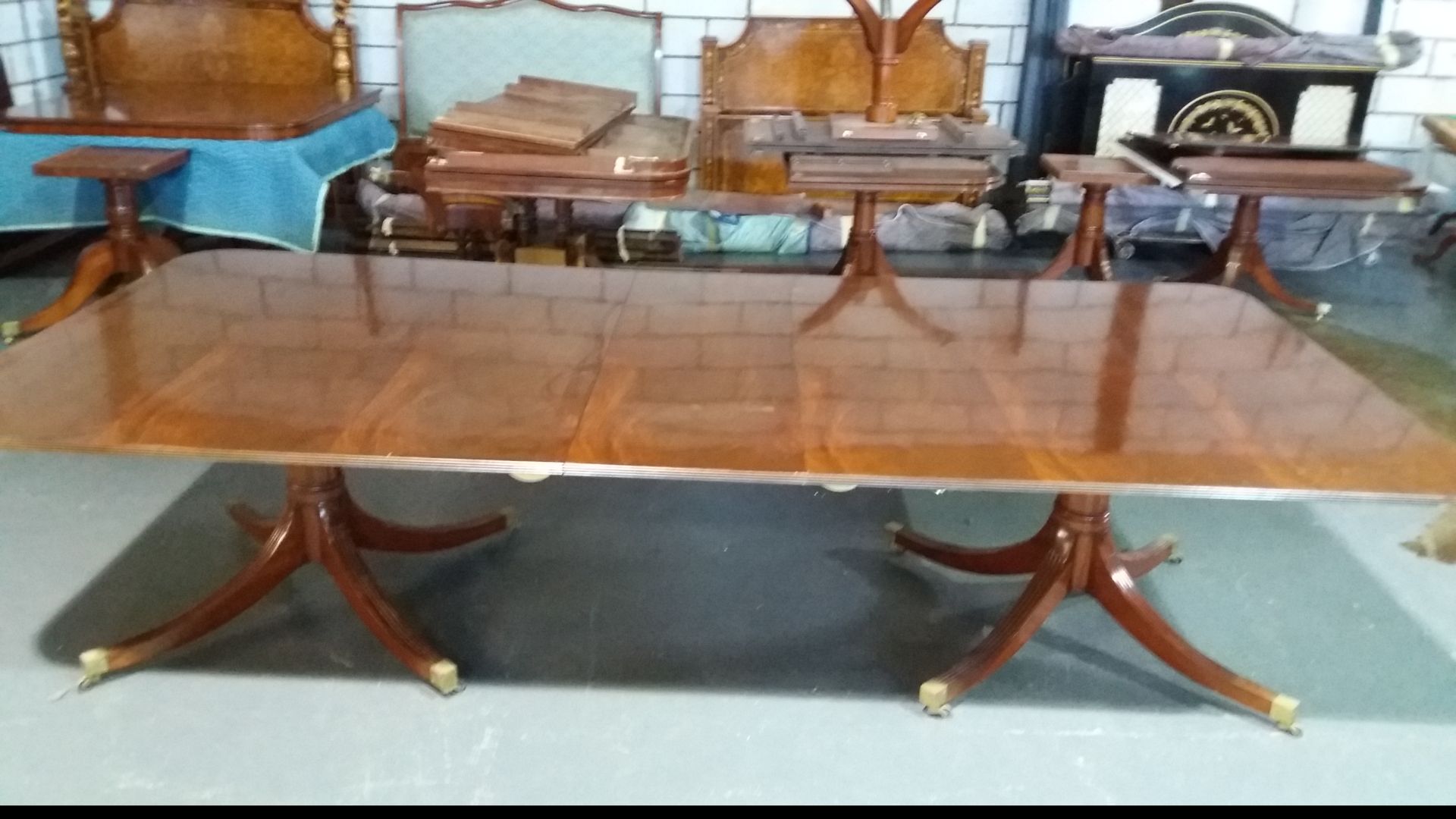 Arthur Brett Cuban Mahogany Two Pedestal One Leaf Dining Table