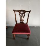 Mahogany side chair in upholstered red fabric