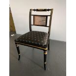 Ebony and Gold LEaf side Chair with top turned rail gold pattern pad detail