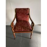 Rosewood and Gold Leaf Armchair (2388RWD)
