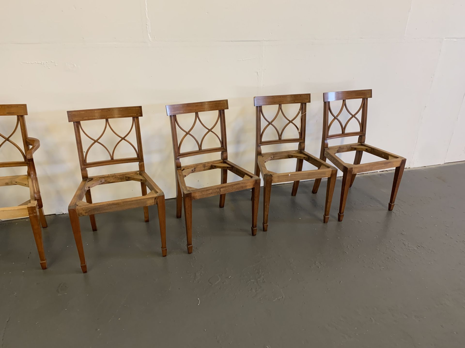 Unfinished and a Set of 4 x Fruitwood Side Chair Bespoke Upholstery Sheraton-Style Cherrywood Dining