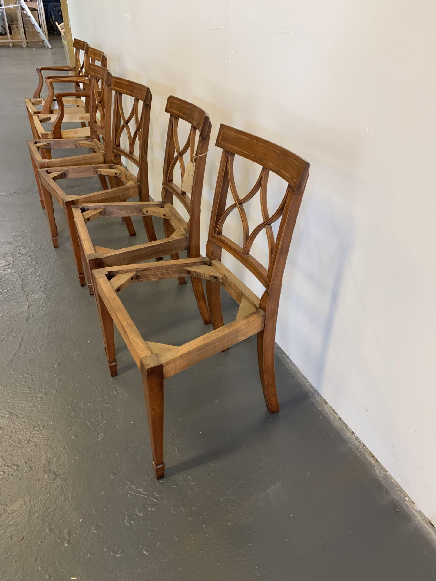 Unfinished and a Set of 4 x Fruitwood Side Chair Bespoke Upholstery Sheraton-Style Cherrywood Dining - Image 5 of 5