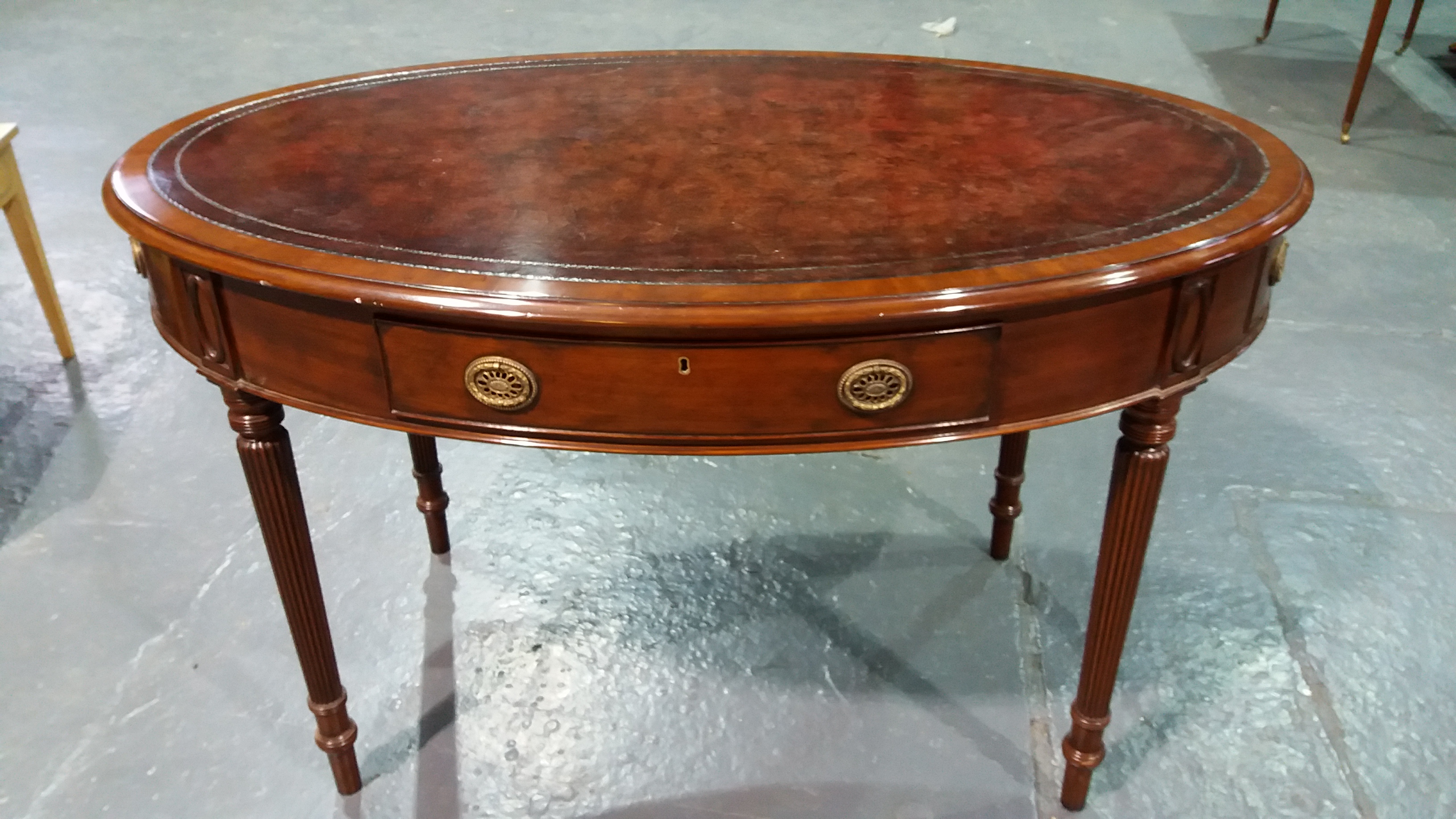 Arthur Brett Mahogany Oval Writing Table