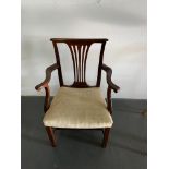 Mahogany Splat Back Armchair upholstered in Oyster Cream ( 1614A)