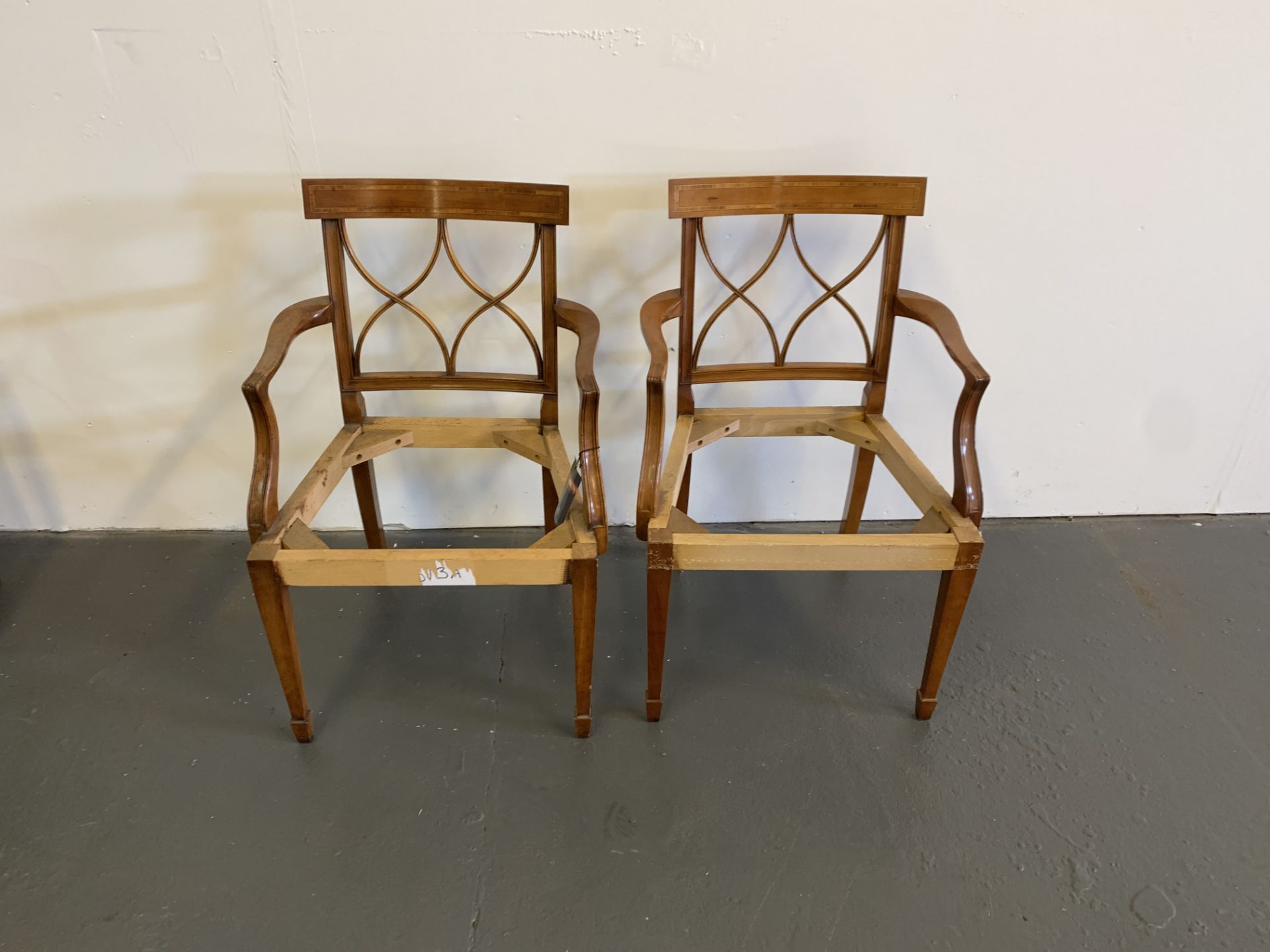 Unfinished and a set of 2 x Fruitwood Armchair Bespoke Upholstery Sheraton-Style Cherrywood Armchair