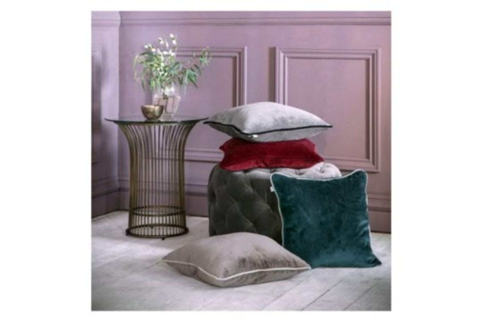 4 x Eterno Velvet Cushion Grey Duck Feather Filled Sumptuously Soft And Luxurious Velvet Cushion