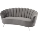 Sasha Soft Mid Grey Velvet Two Seater Shell Sofa