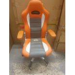 HJH Office, 621700, Gaming Chair, Home Office Chair, Racer Sport, Orange, Faux Leather, High Back