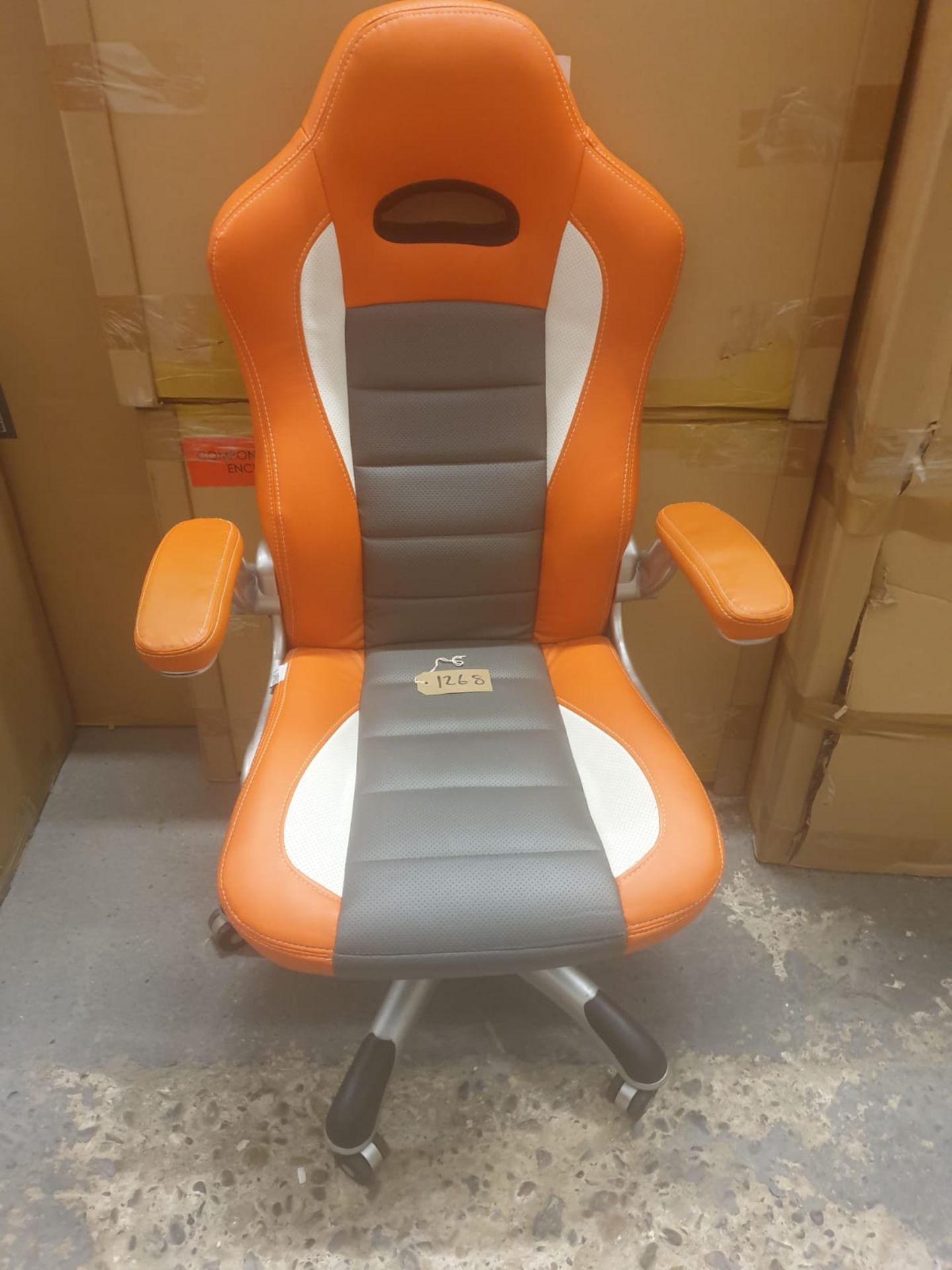 HJH Office, 621700, Gaming Chair, Home Office Chair, Racer Sport, Orange, Faux Leather, High Back