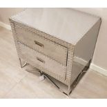 Duke Polished Silver Steel Two Drawer Side Table