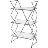 Bossa Three Tier Antique Silver Cross Frame Iron Shelving Unit