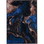 Blue Black And Gold Marble Effect Glass Wall Art 70x100cm