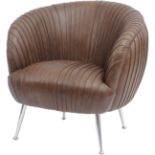 Pleated Brown Leather Occasional Chair â€“ Gatsby Collection