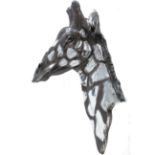 Dappled Silver Giraffe Head Wall Plaque