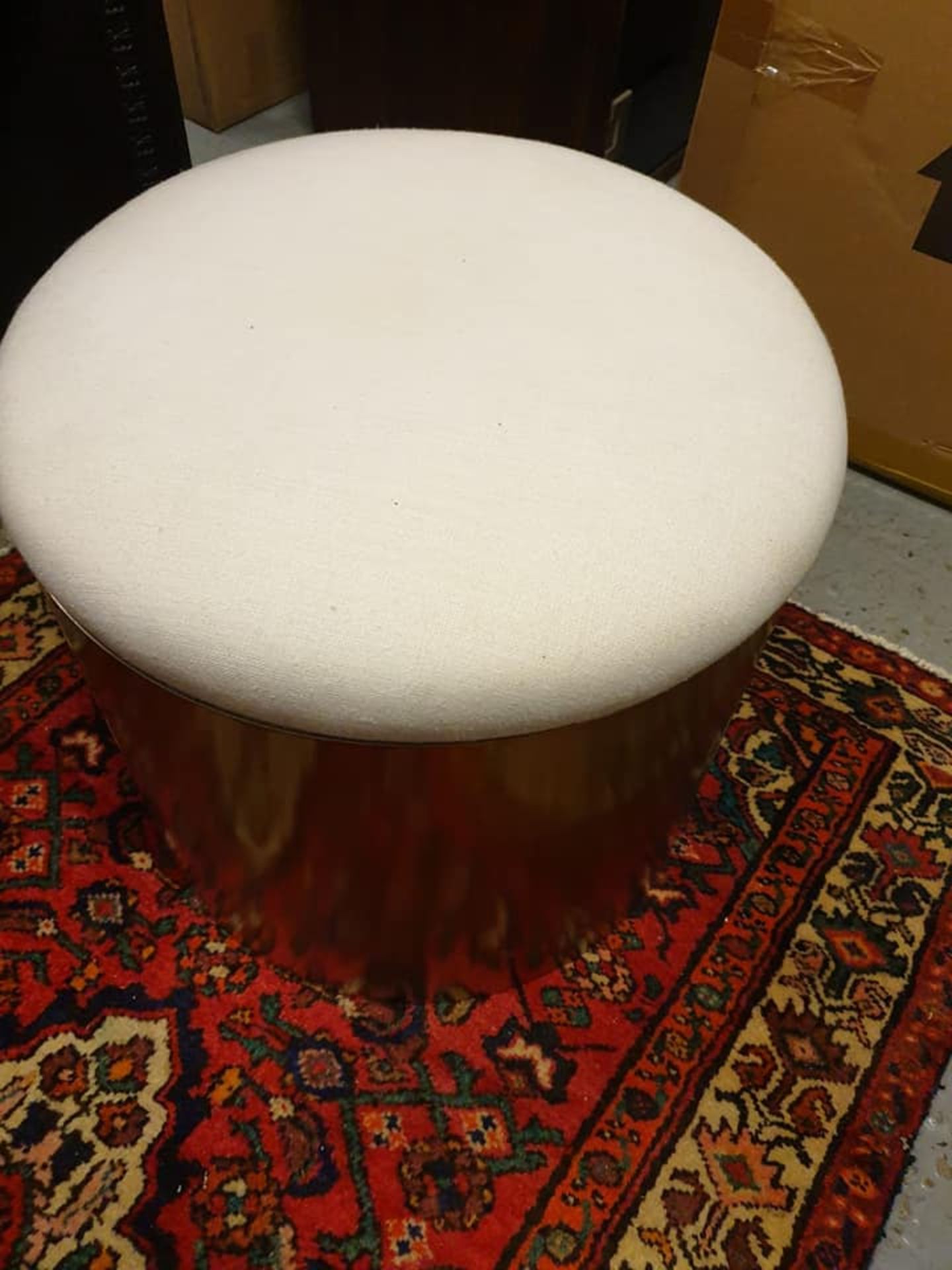 Morrison Ottoman A Simple, Refined Drum-Shaped Ottoman Crafted From A Brushed Brass Base, And - Image 2 of 2