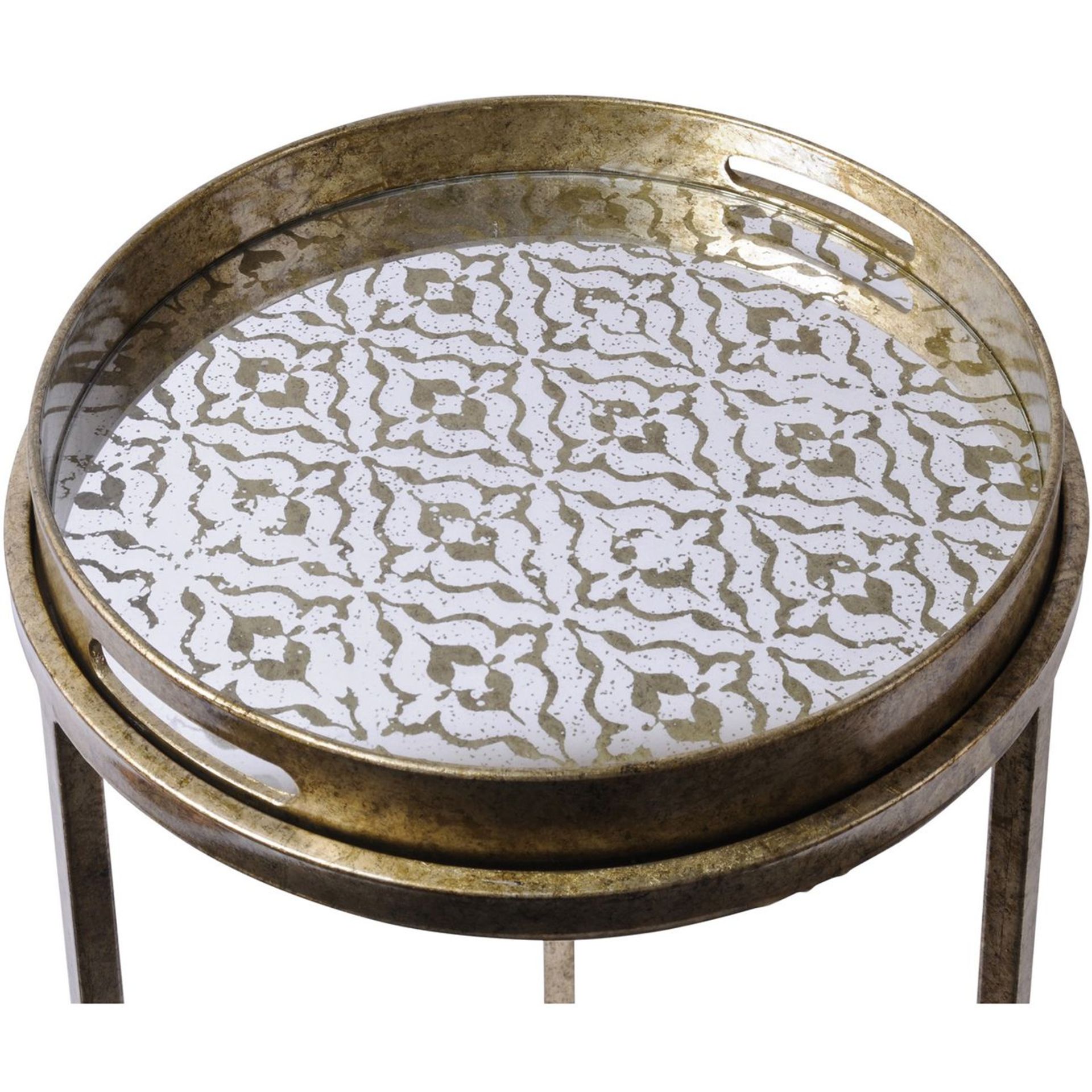 Vienna Antique Gold Diamond Set Of 2 Side Tables - Image 4 of 4