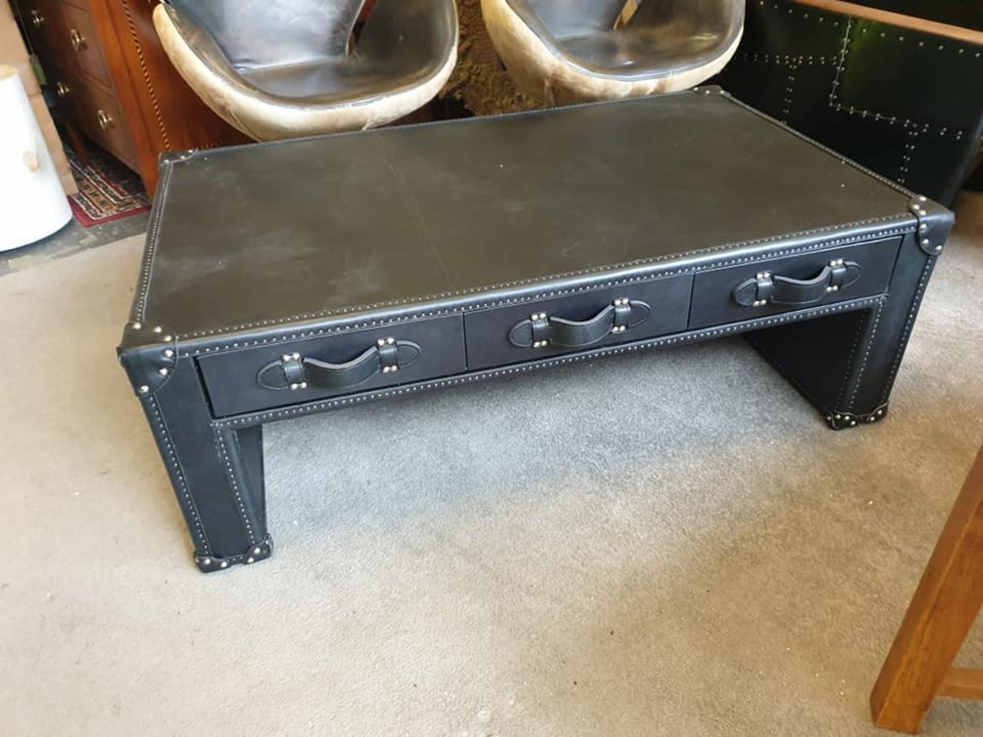 Slab Leather Coffee Table In Napinha Ebony And Black The Timothy Oulton Slab Coffee Table Made Of