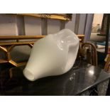 An Abstract Objet Milk Glass Natural Blown White Glass