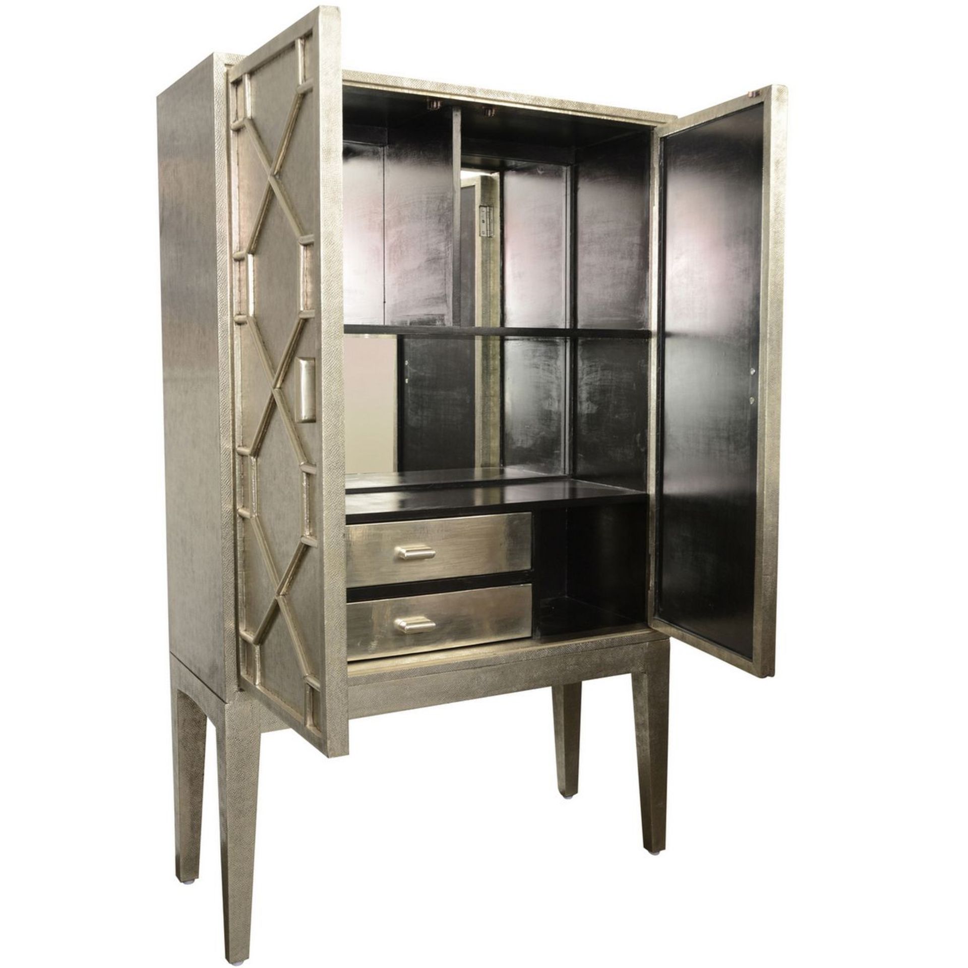 Astor Hand Embossed Metal Bar Cabinet - Image 2 of 2