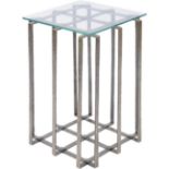 Crosston Iron Side Table With Clear Glass Top