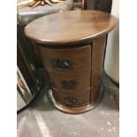 Sheesham Wood Small Side Drum Table Three Drawer 40 x 46cm
