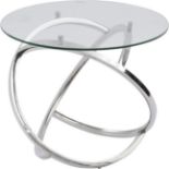Curl Silver Side Table With Clear Glass Top