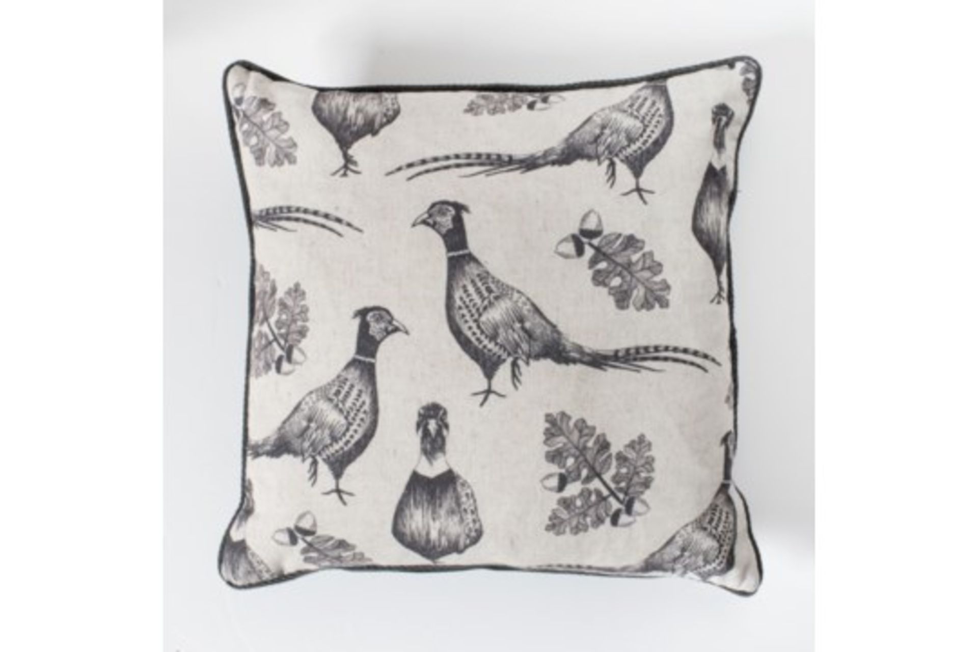 4 x Pheasant And Acorn Cushion Grey Feather Filled Add A Rustic Feel To Your Interior Decor With