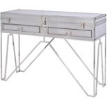 Duke Polished Silver Steel Two Drawer Console Table