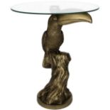 Toucan Table in Gold Finish Resin and Glass
