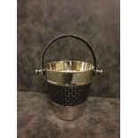 Benton Black Leather Ice Bucket With Handle Stainless Steel Ice Bucket With Contrasting Woven