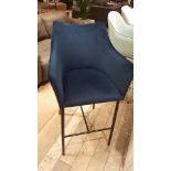 Jupiter Barstool-Dusky Velvet Blue & Matt Black The Italian Tradition For Combining Stunning