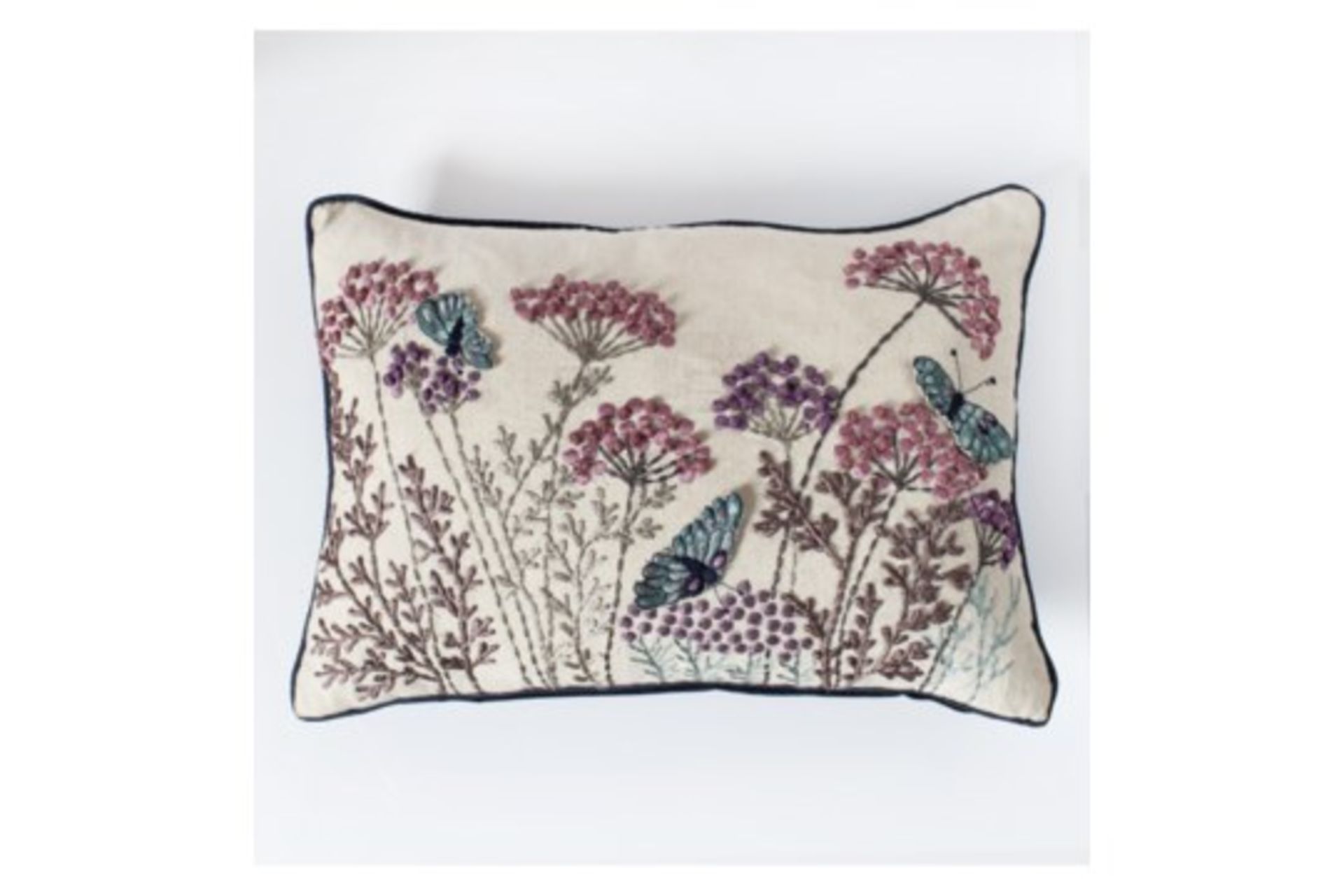 4 x Patterdale Embroidered Cushion Feather Filled Applique Design In A Beautiful Purple, Blush Pink,