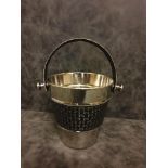 Benton Black Leather Ice Bucket With Handle Stainless Steel Ice Bucket With Contrasting Woven