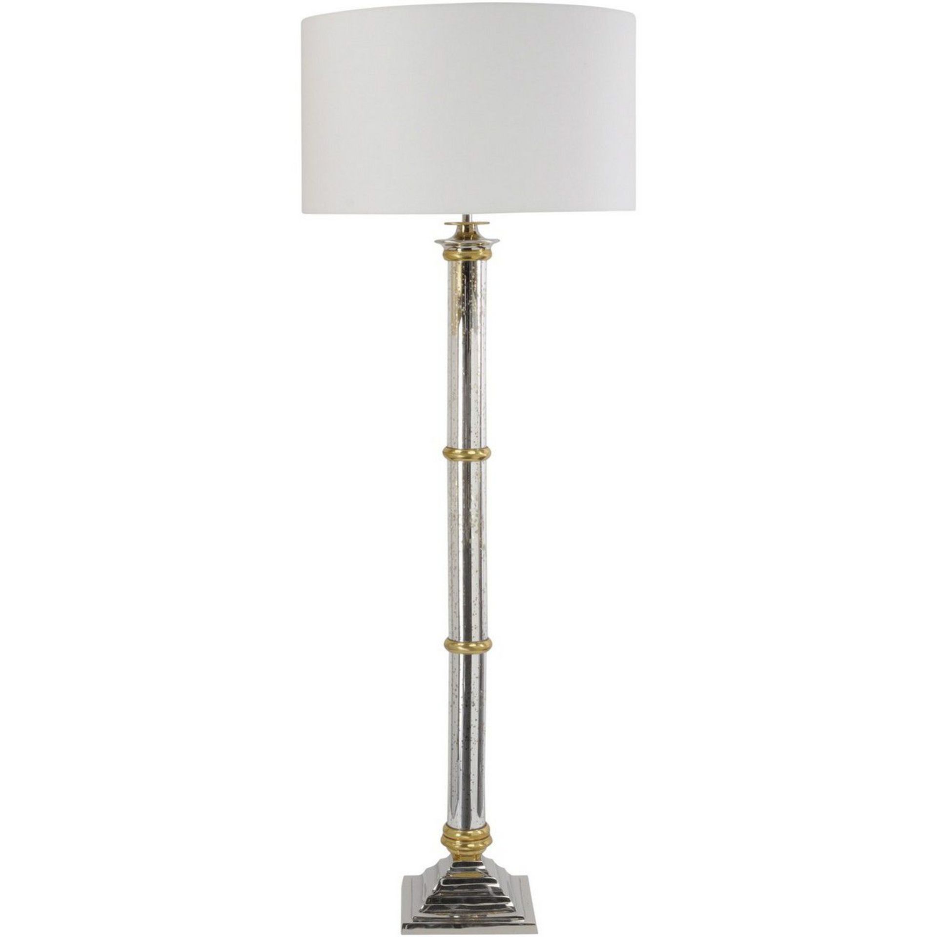 Turner Antique Silver Empire Column Floor Lamp E27 100W